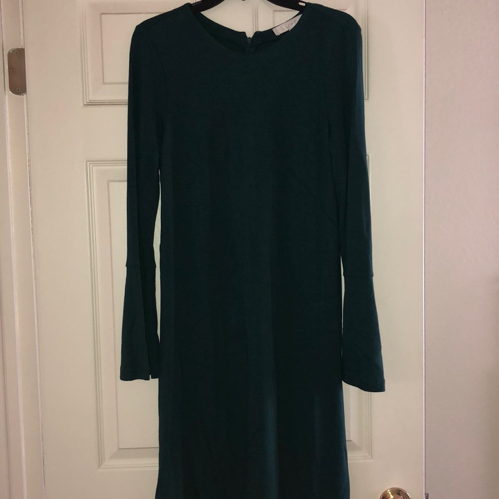 Hunter green dress from Loft